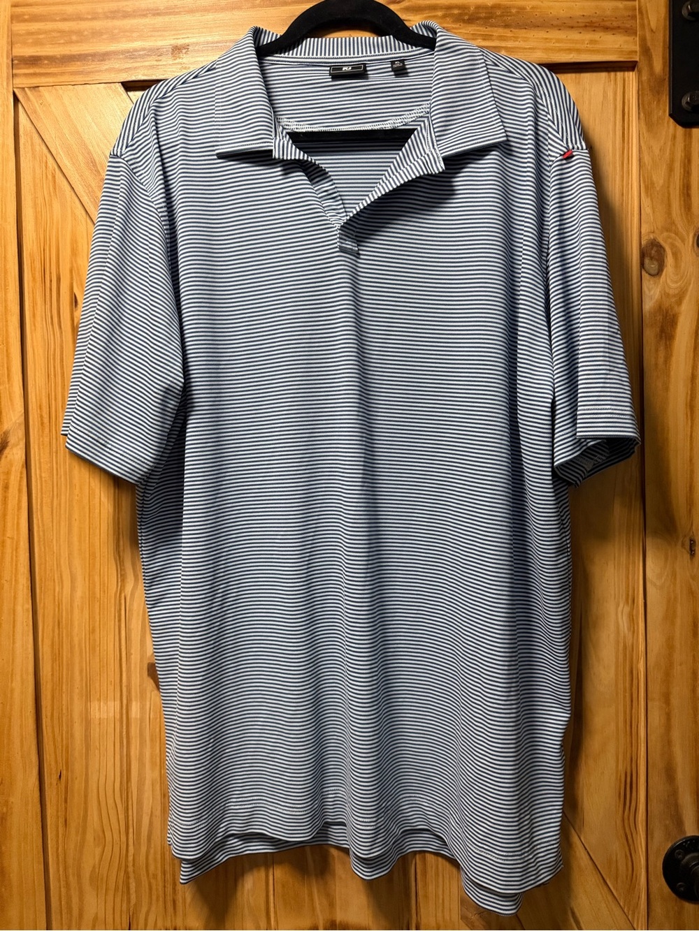 FootJoy Men's Navy and White Micro-Stripe Polo